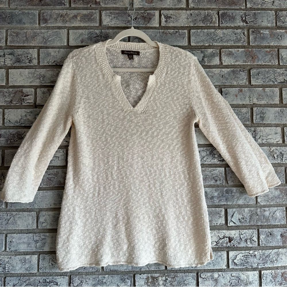 Tommy Bahama Ivory Cotton Blend Knit Tunic - Size M